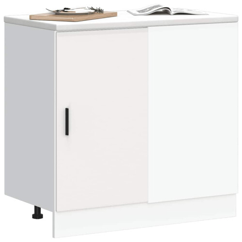 Berkfield Kitchen Base Cabinet Lyon White Engineered Wood 2