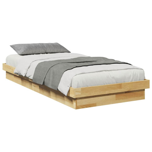 Berkfield Bed Frame Without Mattress 100x200 cm Solid Oak Wood 2