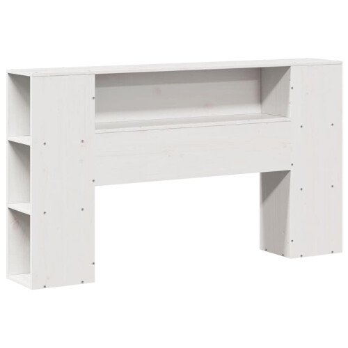 Berkfield Headboard with Storage White 150 cm Solid Wood Pine 2