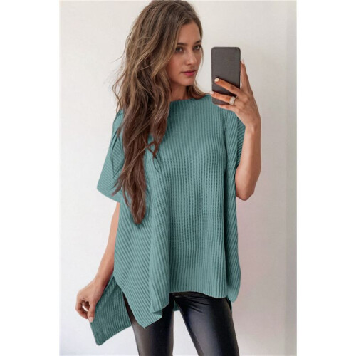 Women'S Loose Dropped Shoulder Short Sleeve Pullover Sweater  S 1