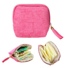 Travel Jewelry Organizer for Women, Compact MultiPouch Case with Tassel Zipper, Pink Small Size