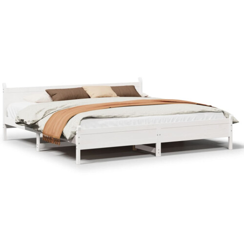 Berkfield Bed Frame without Mattress White 180x200 cm Super King Solid Wood Pine 1