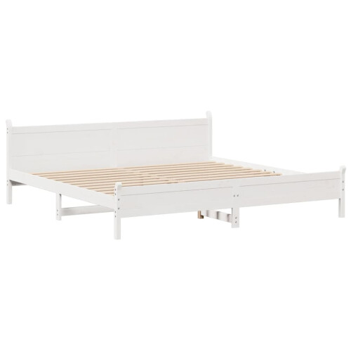 Berkfield Bed Frame without Mattress White 180x200 cm Super King Solid Wood Pine 2