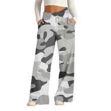 Wide Leg Sweatpants Women Drawstring High Waisted-Gray M