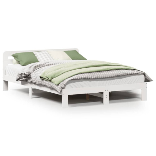 Berkfield Bed Frame without Mattress White 135x190 cm Double Solid Wood Pine 1