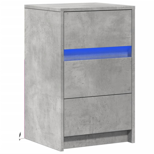 Berkfield Bedside Cabinet with LED Lights Concrete Grey Engineered Wood 2