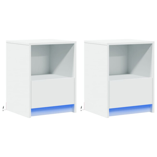 Berkfield Bedside Cabinets with LED Lights 2 pcs White Engineered Wood 2