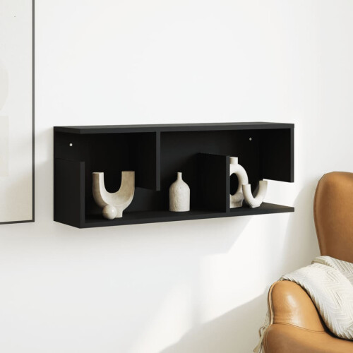 Berkfield Wall Cabinet 80x20x30 cm Black Engineered Wood 2