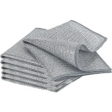 10 Pack Stainless Steel Non Scratch Dishwashing Cloths for Kitchen Cleaning Pots and Pans, Silver
