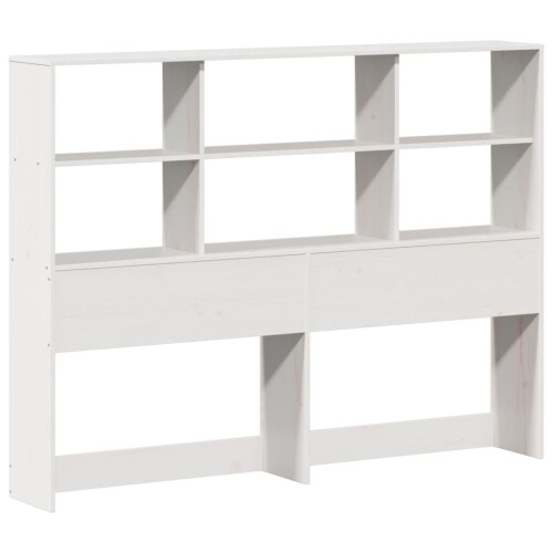 Berkfield Headboard with Storage White 140 cm Solid Wood Pine 2