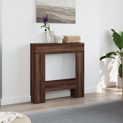 Berkfield Fireplace Surround Brown Oak 81x18x82 cm Engineered Wood 2