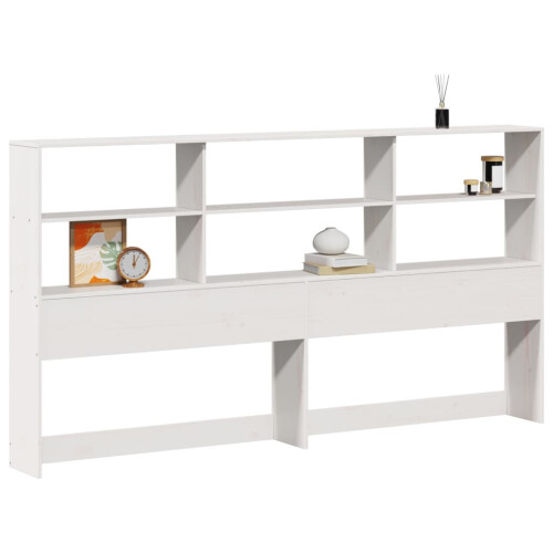 Berkfield Headboard with Storage White 180 cm Solid Wood Pine 1