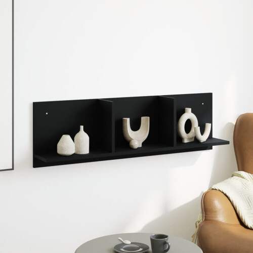 Berkfield Wall Cabinet 100x16.5x30 cm Black Engineered Wood 2