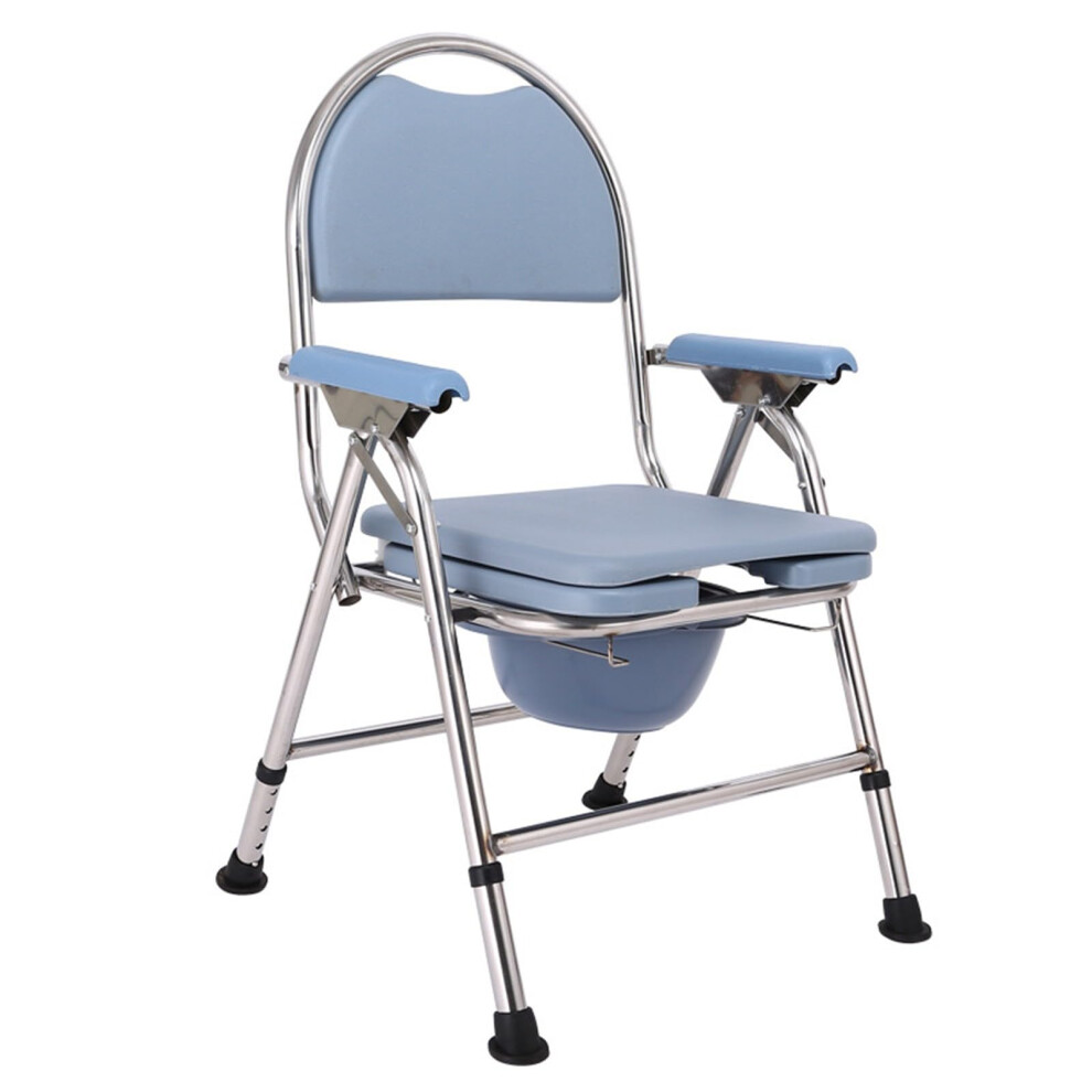 Bedside Commode for Elderly Adults Handicap, Adjustable Height Folding Toilet Chair with Bucket and Cushion