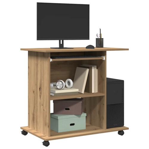 Berkfield Computer Desk Artisan Oak 80x50x75 cm Engineered Wood 2