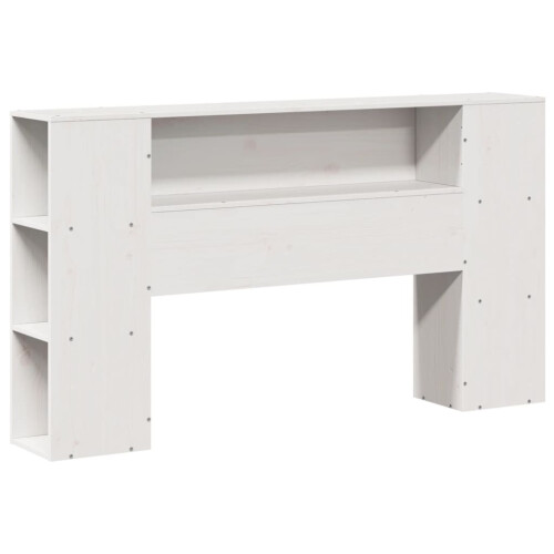 Berkfield Headboard with Storage White 160 cm Solid Wood Pine 2