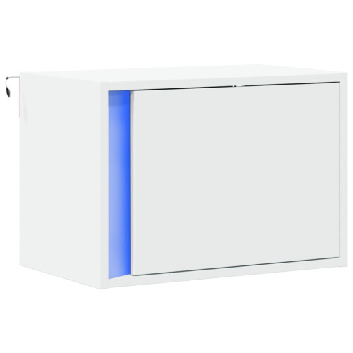 Berkfield Wall-mounted Bedside Cabinet with LED Lights White 2
