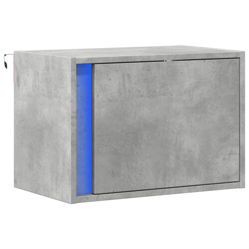 Berkfield Wall-mounted Bedside Cabinet with LED Lights Concrete Oak 2