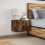 Berkfield Wall-mounted Bedside Cabinet with LED Lights Smoked Oak 4