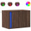 Berkfield Wall-mounted Bedside Cabinet with LED Lights Brown Oak 2