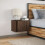 Berkfield Wall-mounted Bedside Cabinet with LED Lights Brown Oak 4