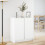 Berkfield Sideboard with LED White 77x34x85 cm Engineered Wood 4