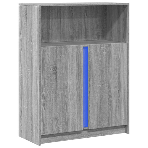 Berkfield Sideboard with LED Grey Sonoma 77x34x100 cm Engineered Wood 2