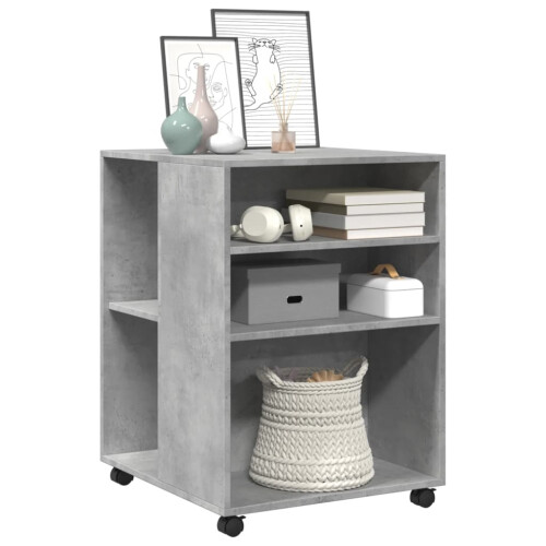 Berkfield Side Table with Wheels Concrete Grey 55x60x78 cm Engineered Wood 2