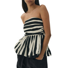 Women'S Y2K Strapless Ruffle Tube Top Sleeveless Puff Pleated Hem Tube Top Y2k Girls Cute Corset Black L