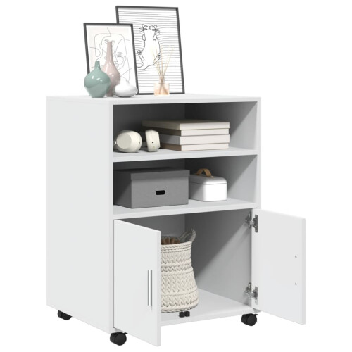 Berkfield Rolling Cabinet White 60x48x81 cm Engineered Wood 2