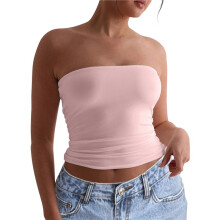 Women'S Y2K Strapless Backless Tube Top Double Lined Sleeveless Crop Tank Top for Summer 2025 Going Out M