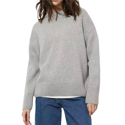 Women'S Light-Weight Soft Petite Crewneck Solid Plain Sweaters Fall Winter Pullover Jumper Tops Light Gray S