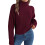 Women'S Sweater Round Neck Texture Button Lantern Sleeve Tops Pullover Knit Wine Red S 1