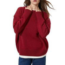 Women'S Light-Weight Soft Petite Crewneck Solid Plain Sweaters Fall Winter Pullover Jumper Tops Wine Red XL