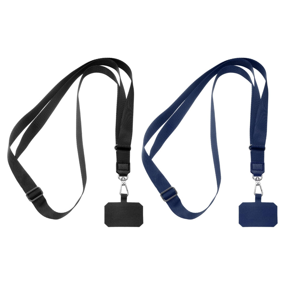 2Pcs Adjustable Phone Crossbody Strap And Lanyard, Universal Antidrop Neck Strap With Patch, / Black/Dark/Blue 9351714848411