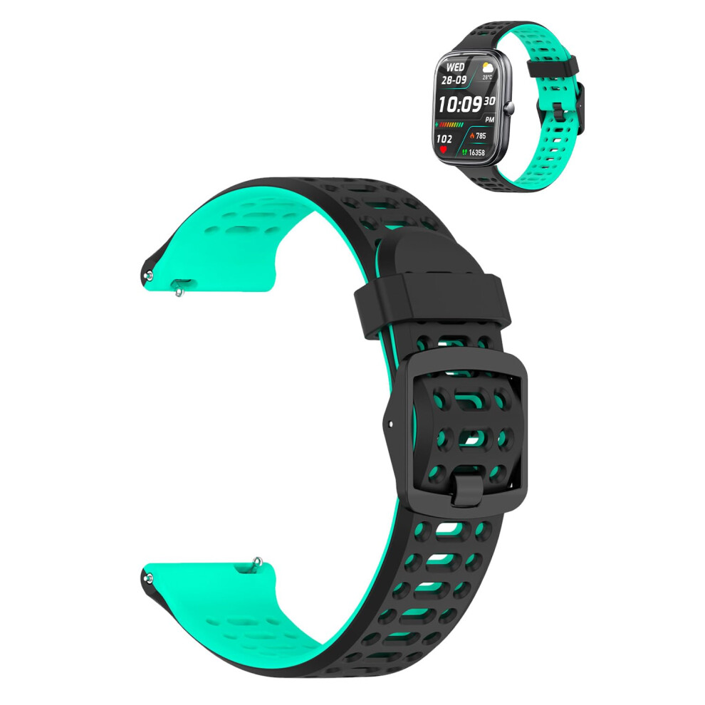 Smartwatch Band For Trausi Tg08 1.83 Inch, QuickâRelease Breathable Silicone Sport Strap, Black Green Adjustable Fit Green,Black 9351714848428