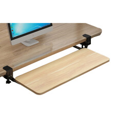 Under Desk Keyboard Tray Wooden Clamp On No Drill Slide Out Shelf 25kg Load Ergonomic Wrist Support