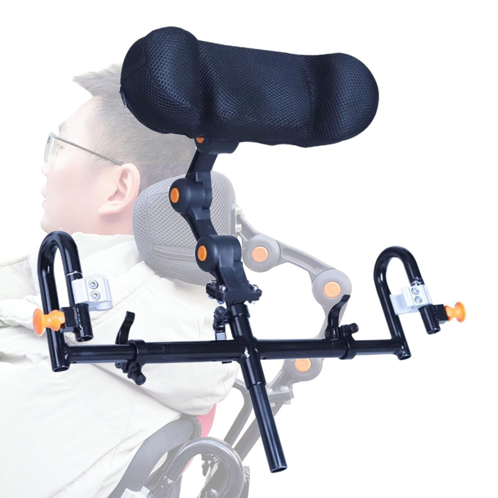 Black Adjustable Wheelchair Headrest With Breathable Mesh Cushion, Detachable Neck Support Pillow Universal Fit