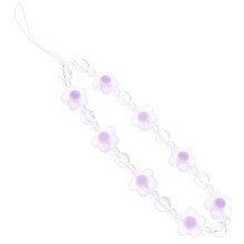 Beaded Phone Charm Strap with Acrylic Flower, AntiLoss Wrist Lanyard for Girls and Women