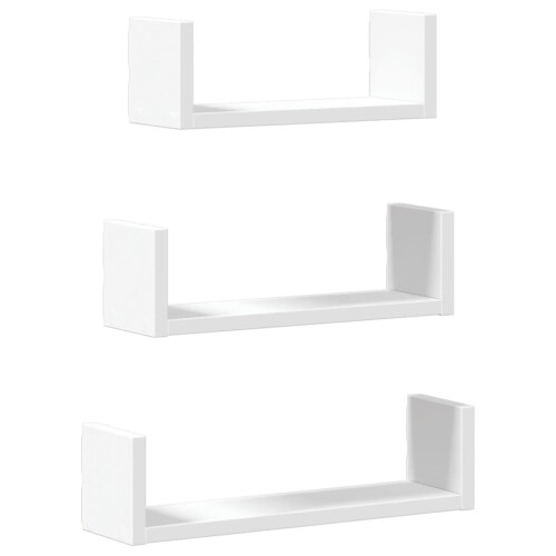 Berkfield Wall Shelf 3 pcs White Engineered Wood 1