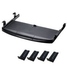 Under Desk Keyboard Tray Black 55x41cm, Ergonomic Sliding Drawer with Adjustable Height and Storage