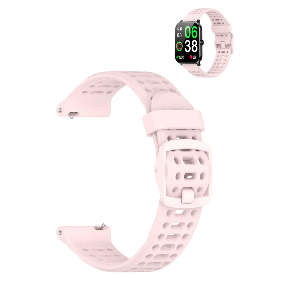 Breathable Silicone Smartwatch Band For Qonbink L70 1.85 Inch, Quickrelease Adjustable Sport Strap Pink 9351714848497