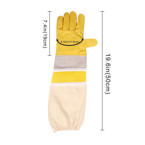 Goatskin Leather Beekeeping Gloves Long Sleeve Protective Design for Bee Keeper Large 1
