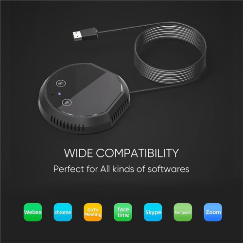 Desktop USB Conference Speakerphone Microphone Touch-Sensor Buttons Condenser PC Computer Mic Support Speaker 2