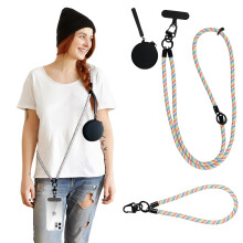 3 in 1 Phone Lanyard Crossbody with Silicone Wallet and Card Holder, Adjustable Strap for Women and Men, Rainbow Style
