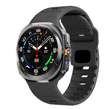 Black Silicone Sport Band 47mm with Precise Fit and Quick Swap Design for Samsung Galaxy Watch 7 Ultra