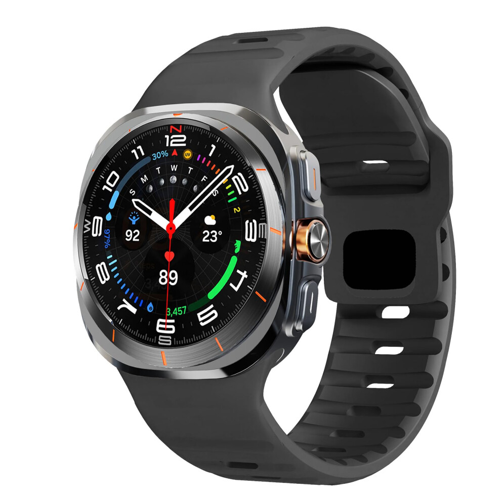 Silicone Sport Band 47Mm With Precise Fit And Quick Swap Design For Samsung Galaxy Watch 7 Ultra Black 9351714848558