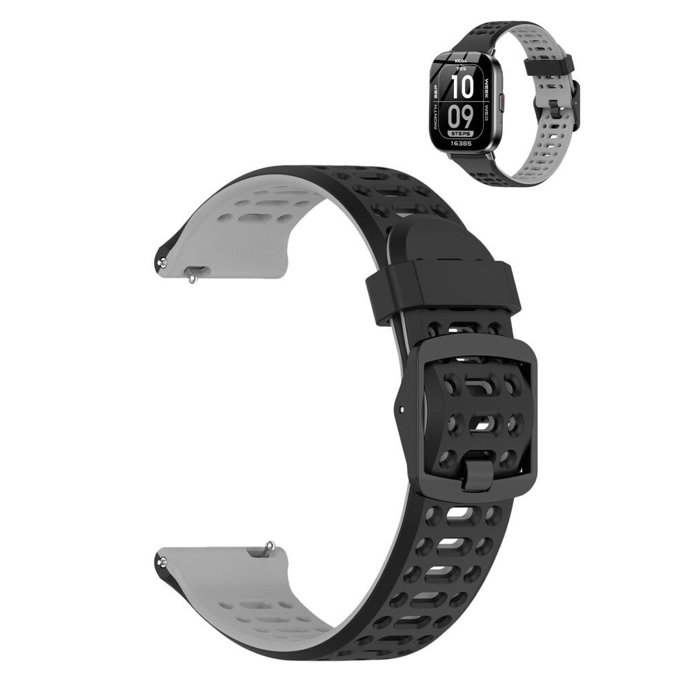 Smartwatch Replacement Band For Ganopterygon G128, Black Grey Silicone Sport Strap, QuickâRelease Breathable Adjustable Fit Black,Grey 9351714848633