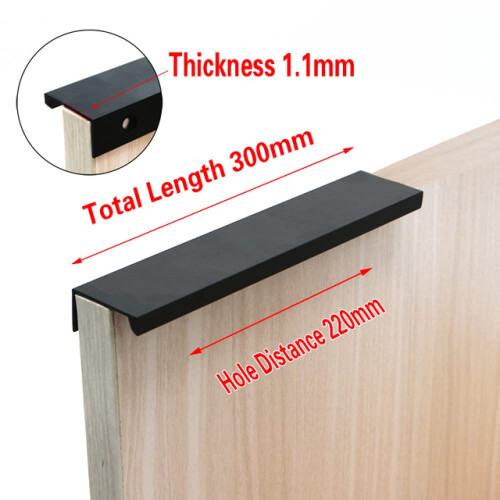 Black Stainless Steel Kitchen Cabinet Handles 300mm Hidden Modern Drawer Pulls Cupboard Hardware 1