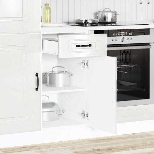 Berkfield Kitchen Base Cabinet Kalmar High Gloss White Engineered Wood 2